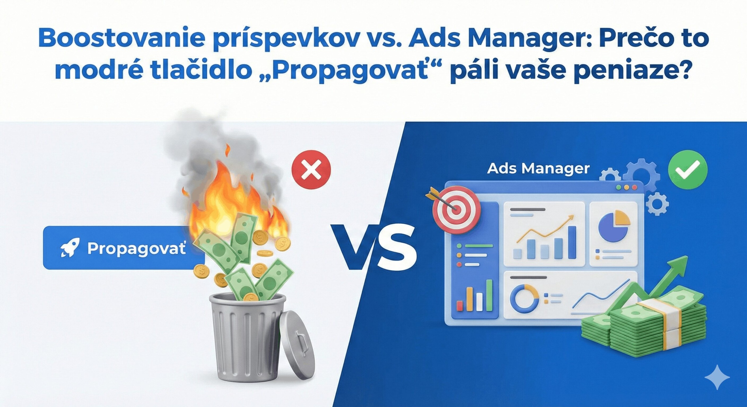 Boostovanie príspevkov vs. Ads Manager: Prečo to modré tlačidlo „Propagovať“ páli vaše peniaze?